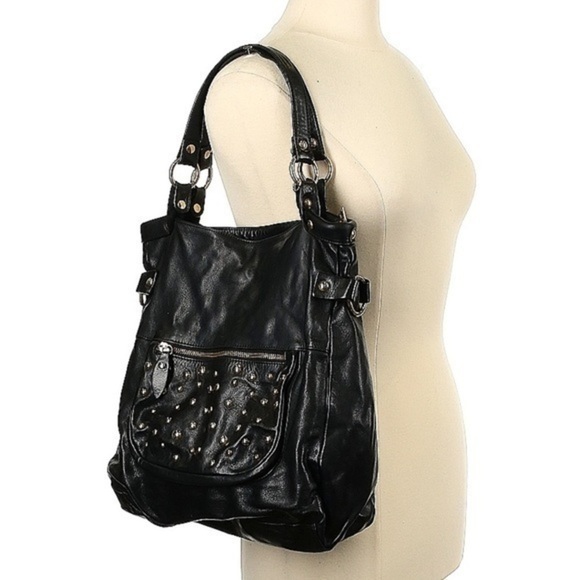 Carol J for Gianni Notaro Large Genuine Leather Shoulder Bag with Gold Studs - Picture 3 of 11